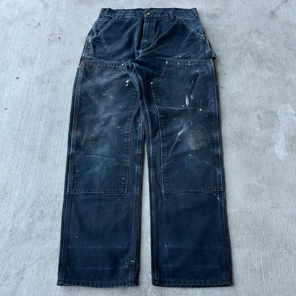 Vintage Y2K Carhartt black ALTERED double knee work wear carpenter pants - Picture 1 of 7